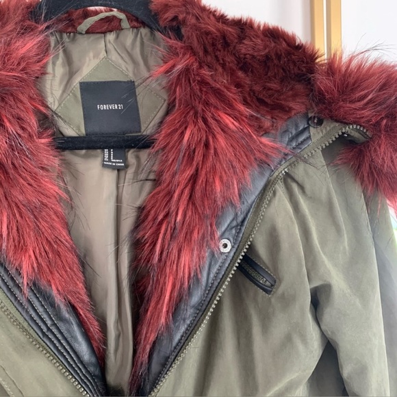 Bomber Jacket with Red Faux Fur - Picture 4 of 6